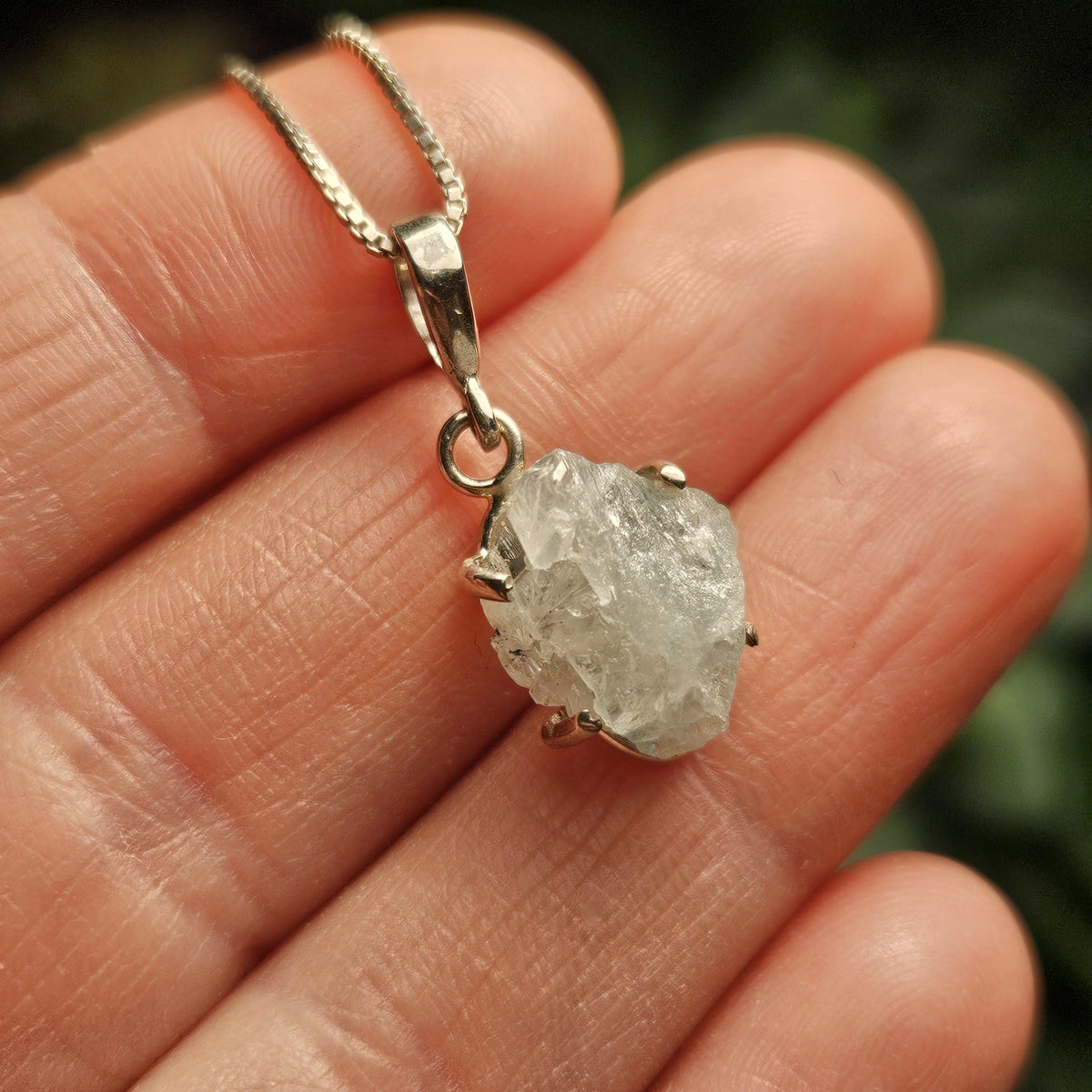 Blue Euclase Pendant, Sterling Silver Brazilian Euclase Crystal Necklace, Rare Jewelry