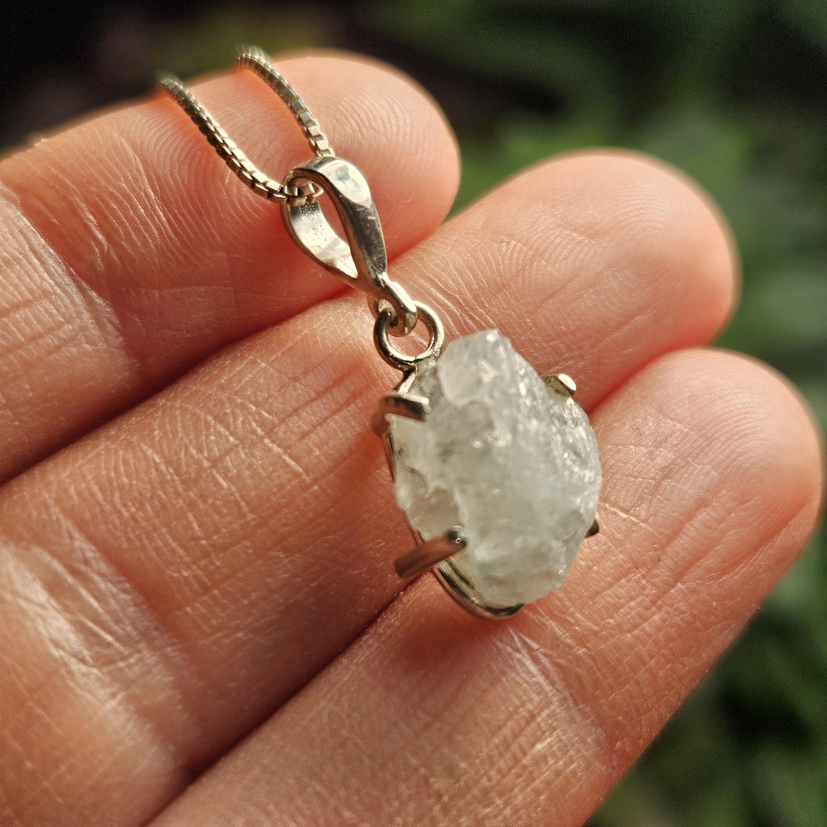 Blue Euclase Pendant, Sterling Silver Brazilian Euclase Crystal Necklace, Rare Jewelry