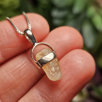 Yellow Sapphire Crystal Pendant, OLD STOCK Sri Lanka Sapphire Necklace Jewelry