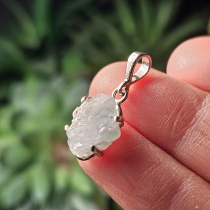 Blue Euclase Pendant, Sterling Silver Brazilian Euclase Crystal Necklace, Rare Jewelry