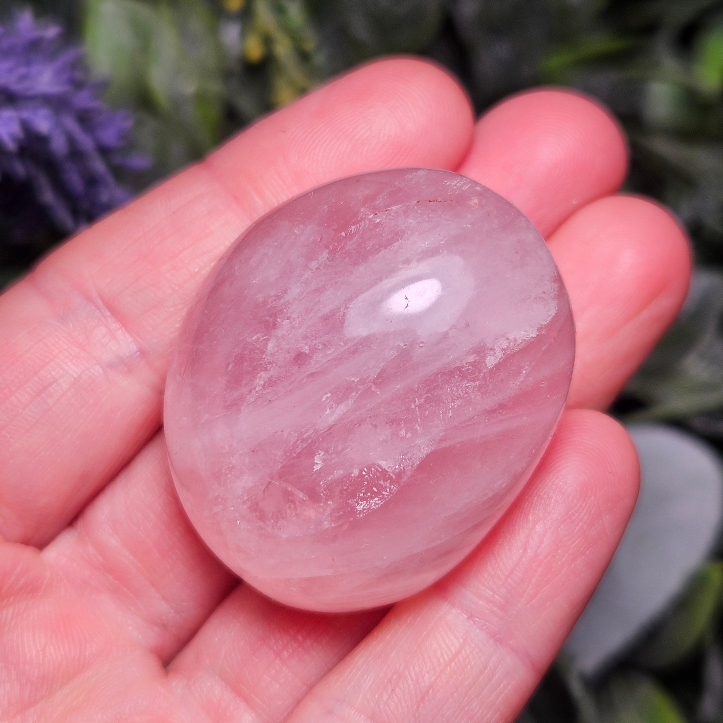 Rose Quartz Crystal Palm Stone (1.25"+)