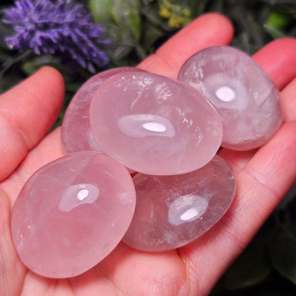 Rose Quartz Crystal Palm Stone (1.25"+)