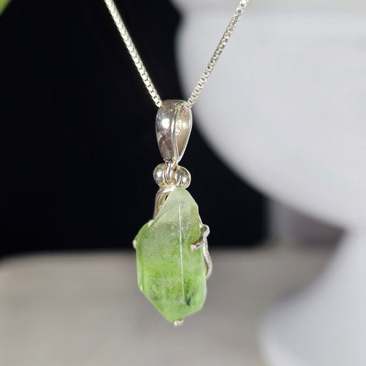 Terminated Peridot Crystal Pendant 27x9mm