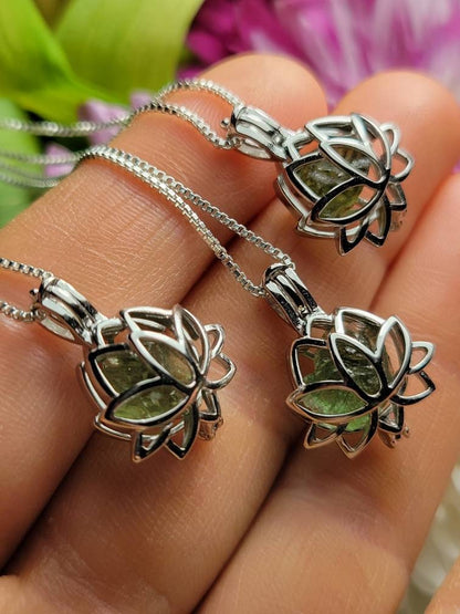 Moldavite Lotus Pendant