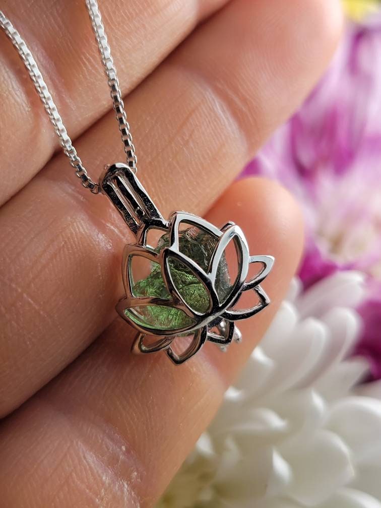 Moldavite Lotus Pendant