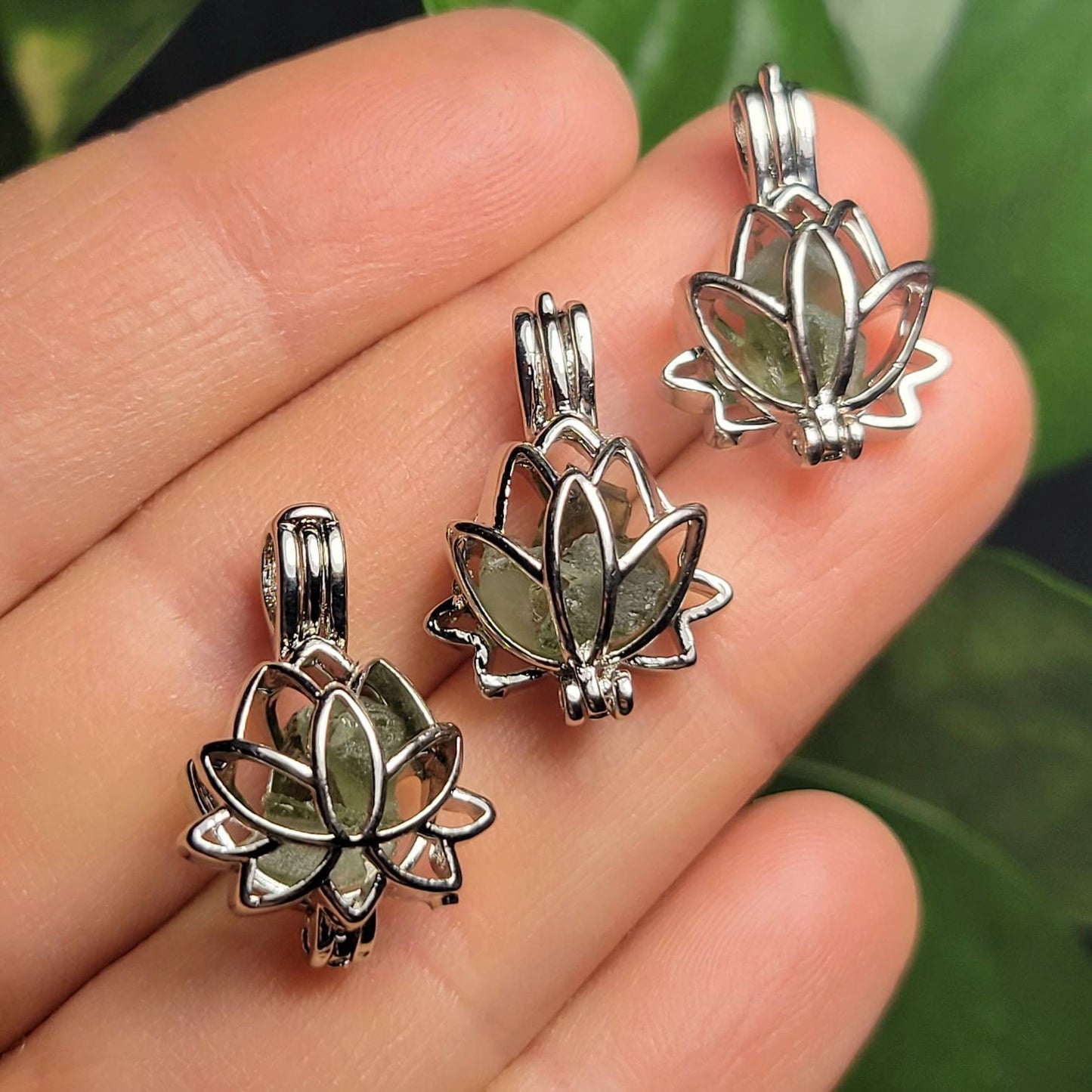 Moldavite Lotus Pendant