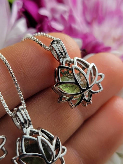 Moldavite Lotus Pendant